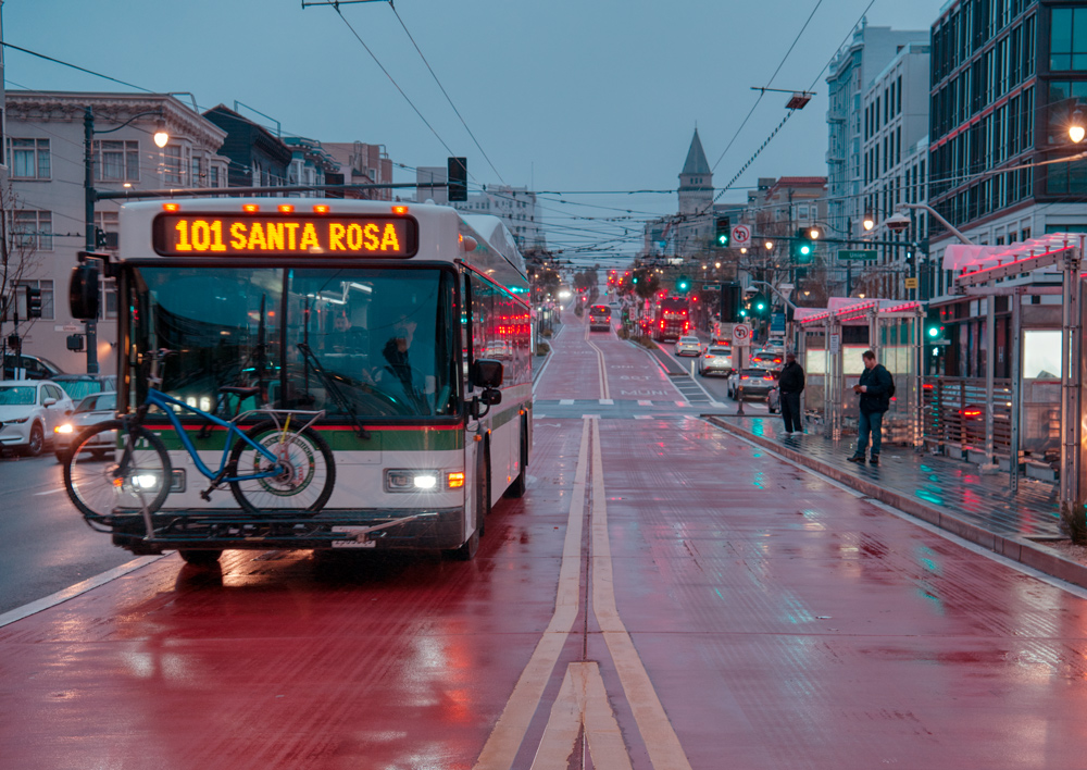 Van Ness BRT project driving down the street