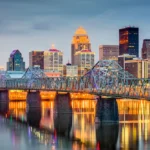 Louisville, Kentucky cityscape and Big Four Bridge