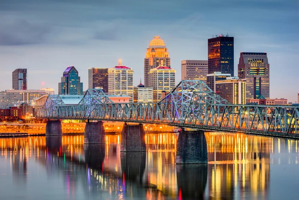 Louisville, Kentucky cityscape and Big Four Bridge